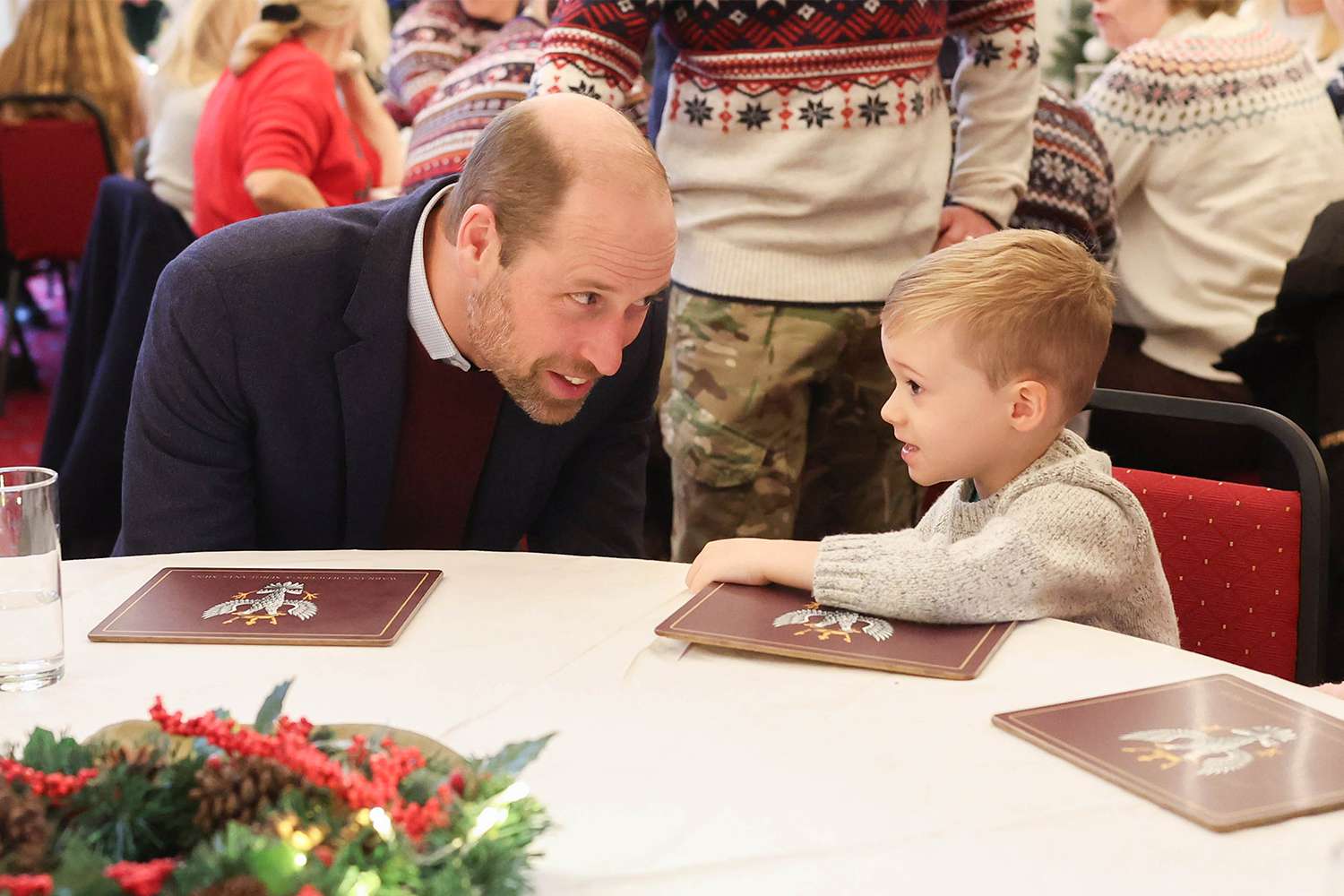 The Prince of Wales, Colonel-in-Chief, 1st Battalion Mercian Regiment, during a visit to the Regiment for a Christmas event for families at Picton Barracks