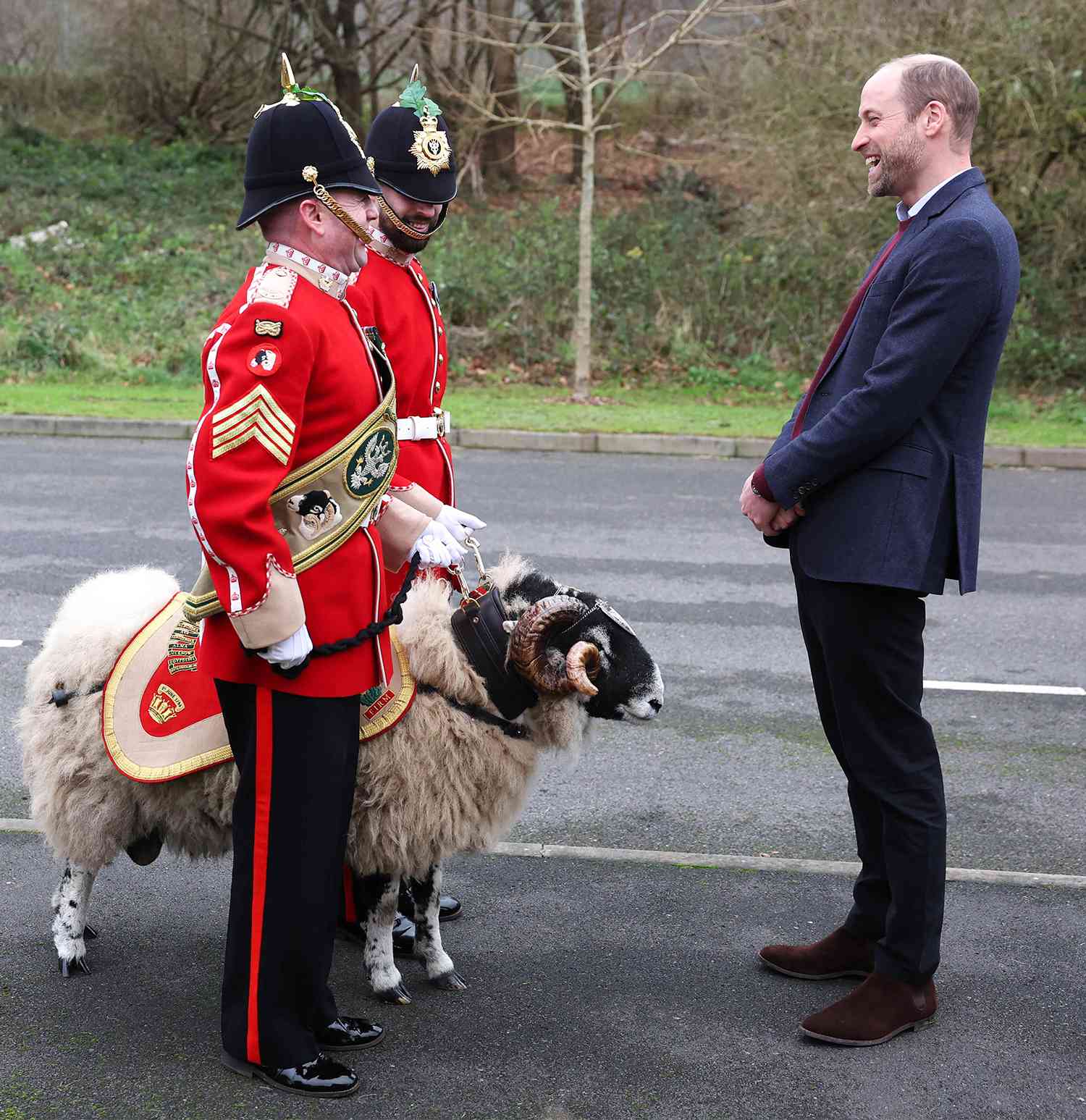 The Prince of Wales, Colonel-in-Chief, 1st Battalion Mercian Regiment, during a visit to the Regiment for a Christmas event for families at Picton Barracks.