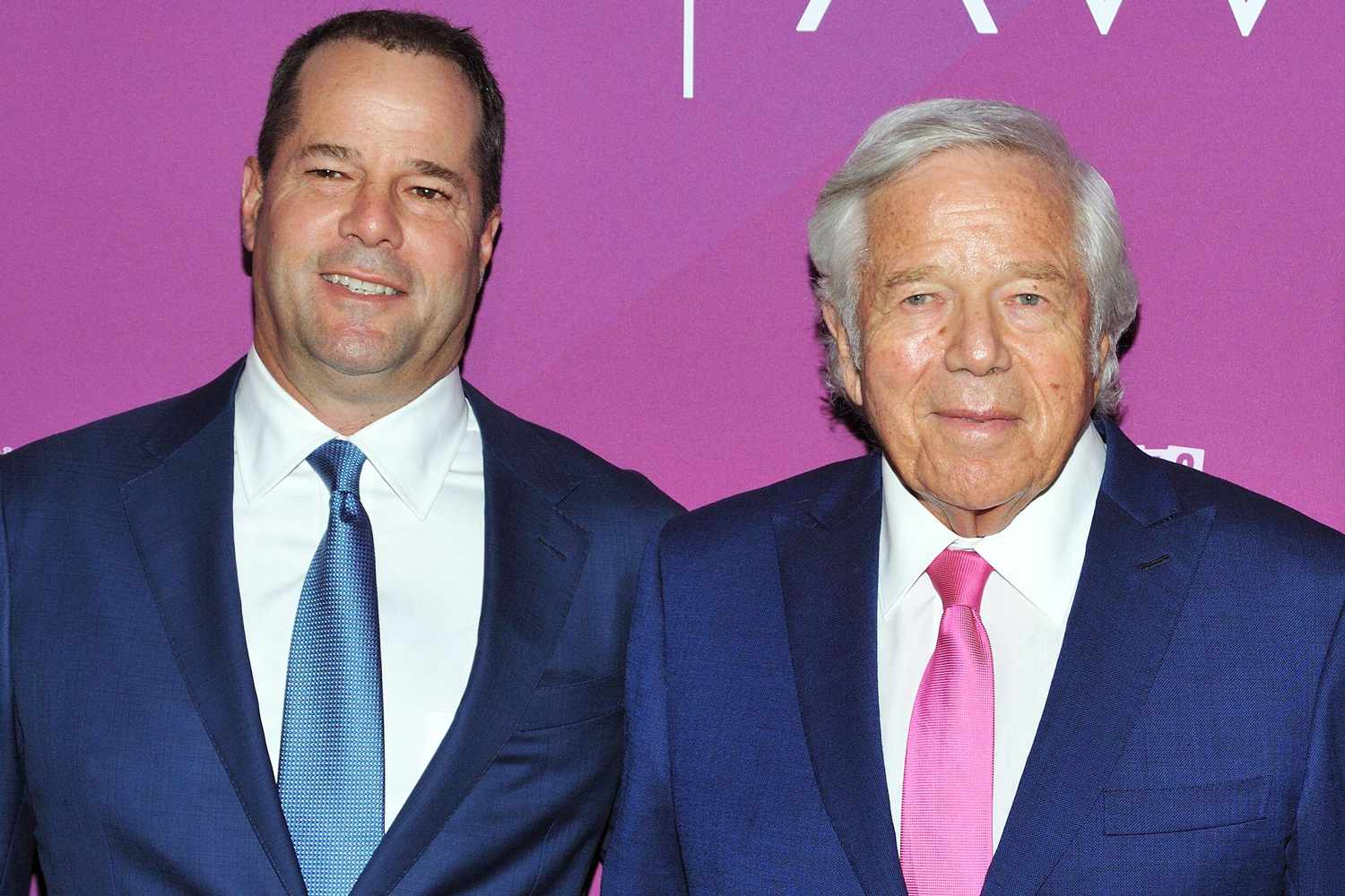 Dan Kraft and father Robert Kraft attend the 2022 Sports Business Awards at the Marriott Marquis Time Square in New York, NY on May 18, 2022. 