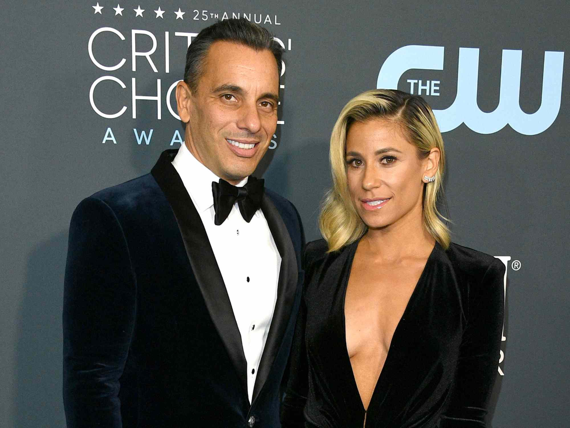 Sebastian Maniscalco and Lana Gomez attend the 25th Annual Critics' Choice Awards held at Barker Hangar on January 12, 2020 in Santa Monica, California