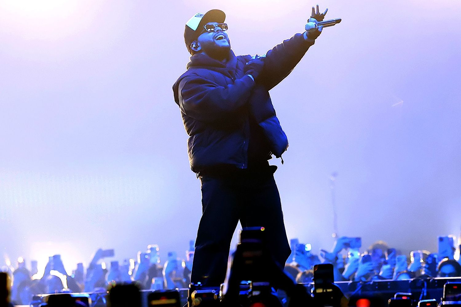 The Weeknd performs onstage at Spotify's Billions Club Live with The Weeknd at The Barker Hangar