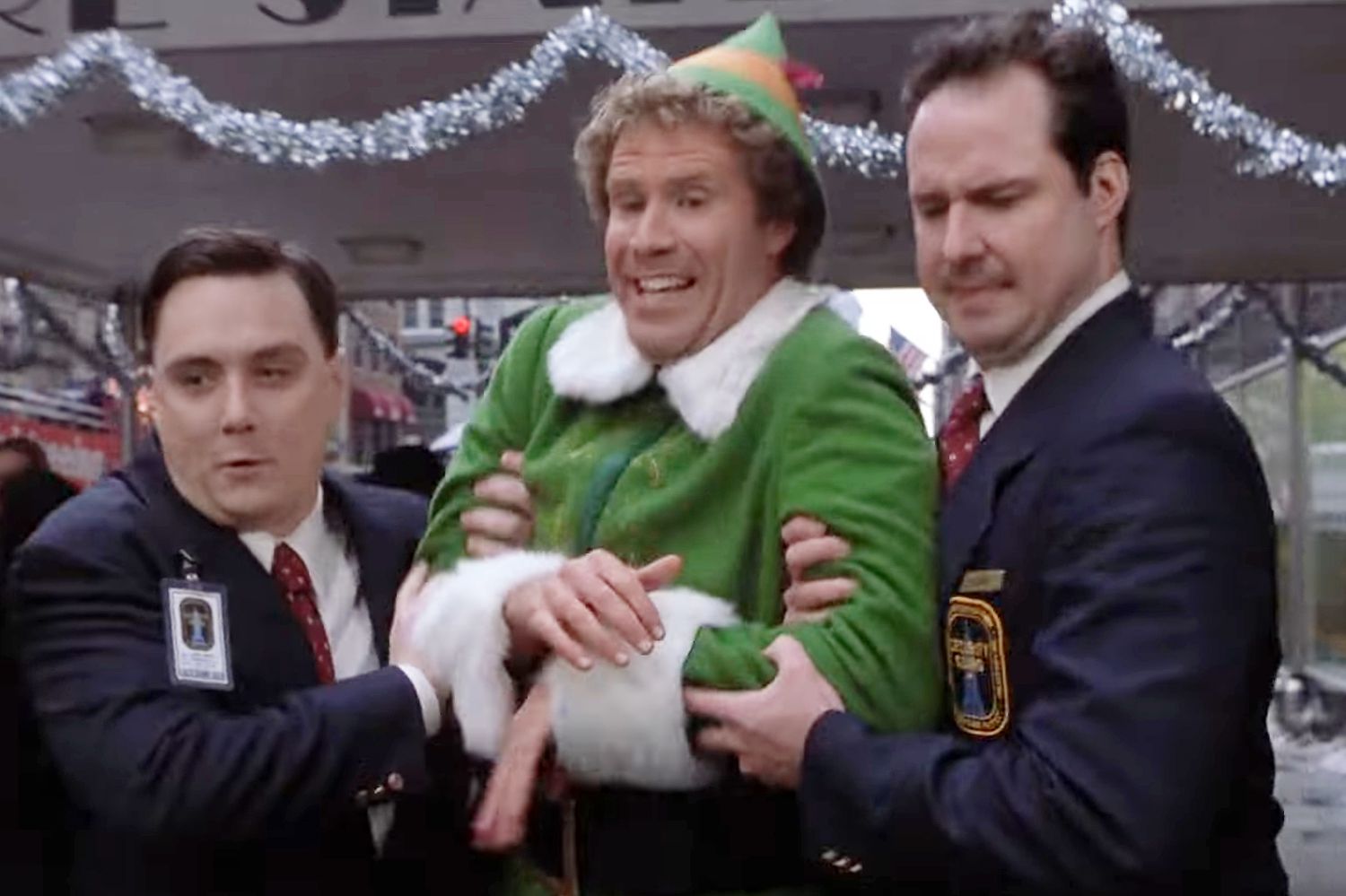 Will Ferrell and his brother Patrick Ferrell (R) in a scene together in the movie 'Elf' (2003). 