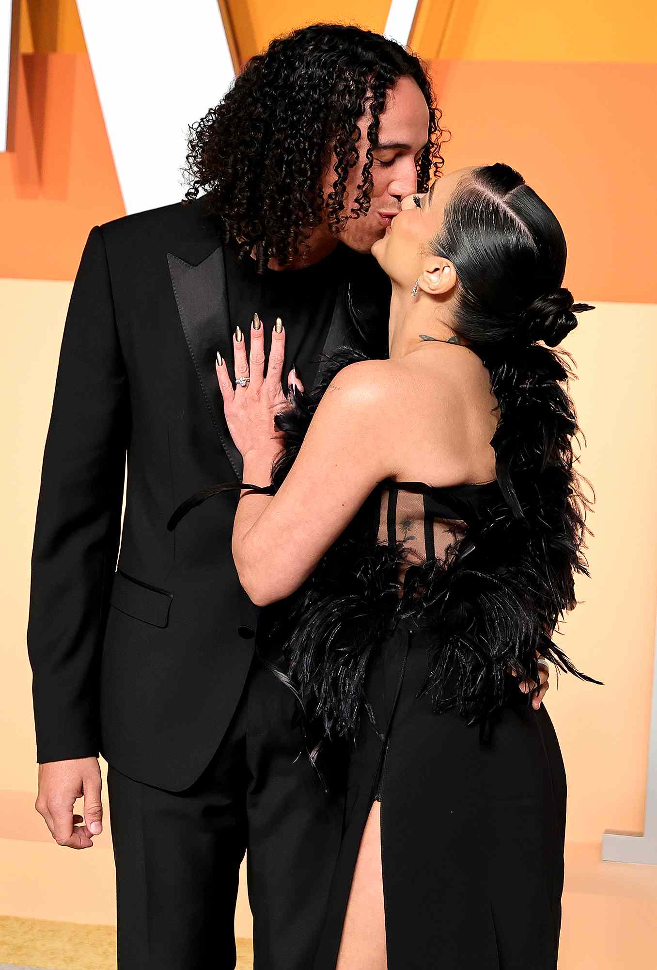 Vanessa Hudgens and Cole Tucker attend the 2025 Vanity Fair Oscar Party
