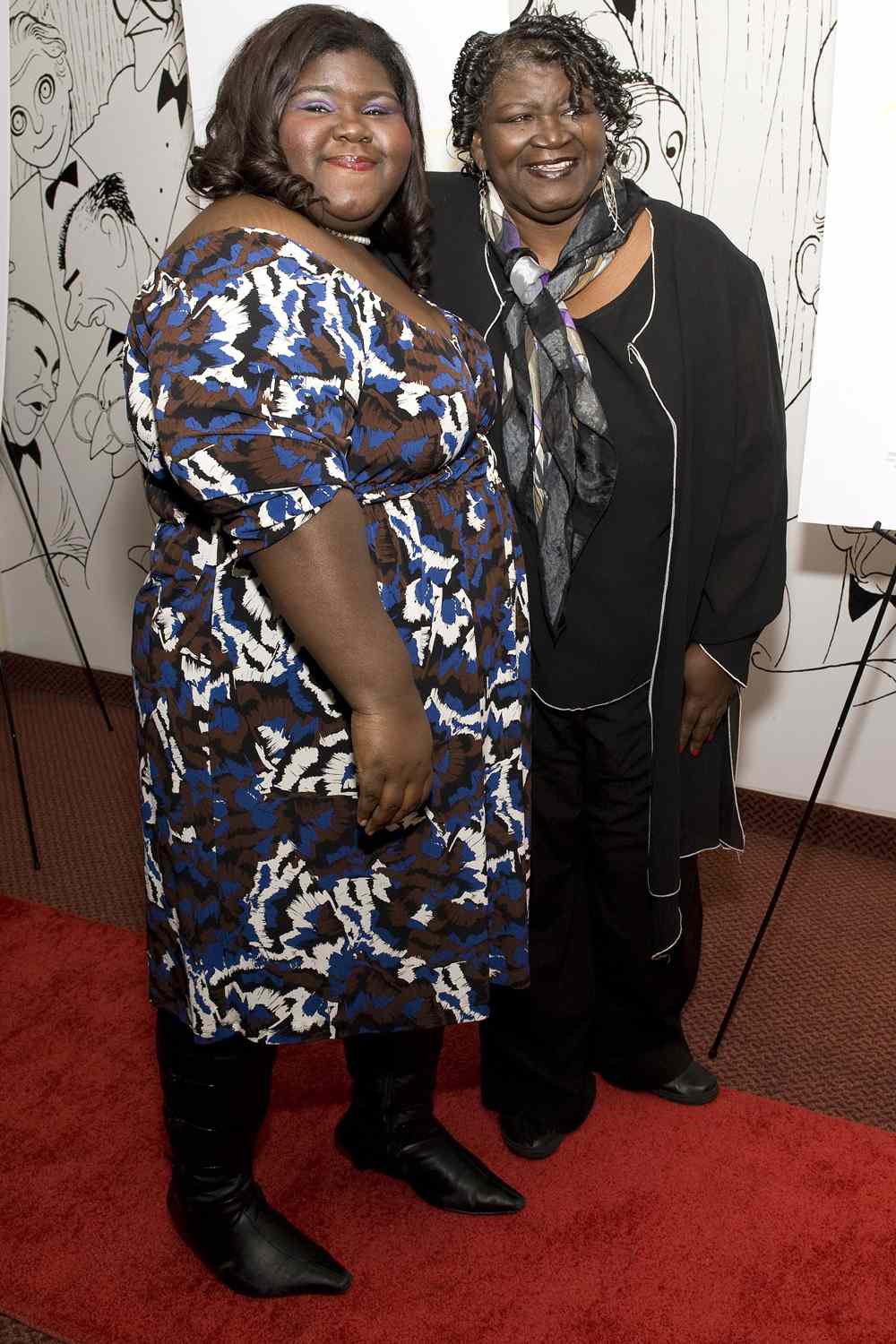 Actress Gabourey Sidibe and her mother Alice Tan Ridley attend a screening of "Precious" at the Prince Theater on October 18, 2009