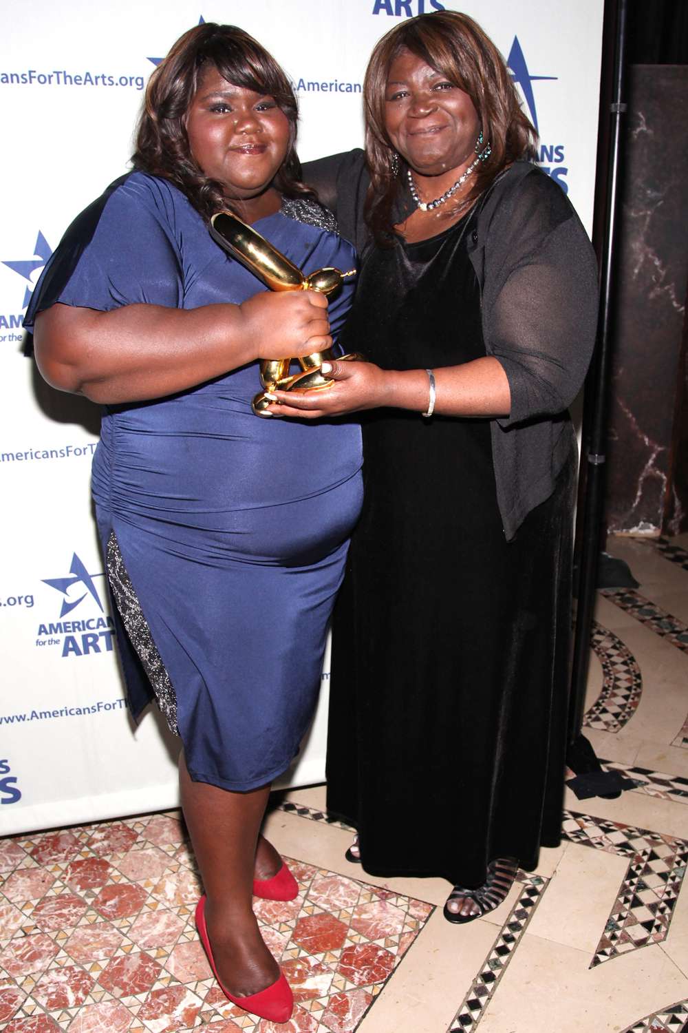 Gabourey Sidibe and mother Alice Tan Ridley attend the 2011 National Art Awards at Cipriani 42nd Street on October 17, 2011