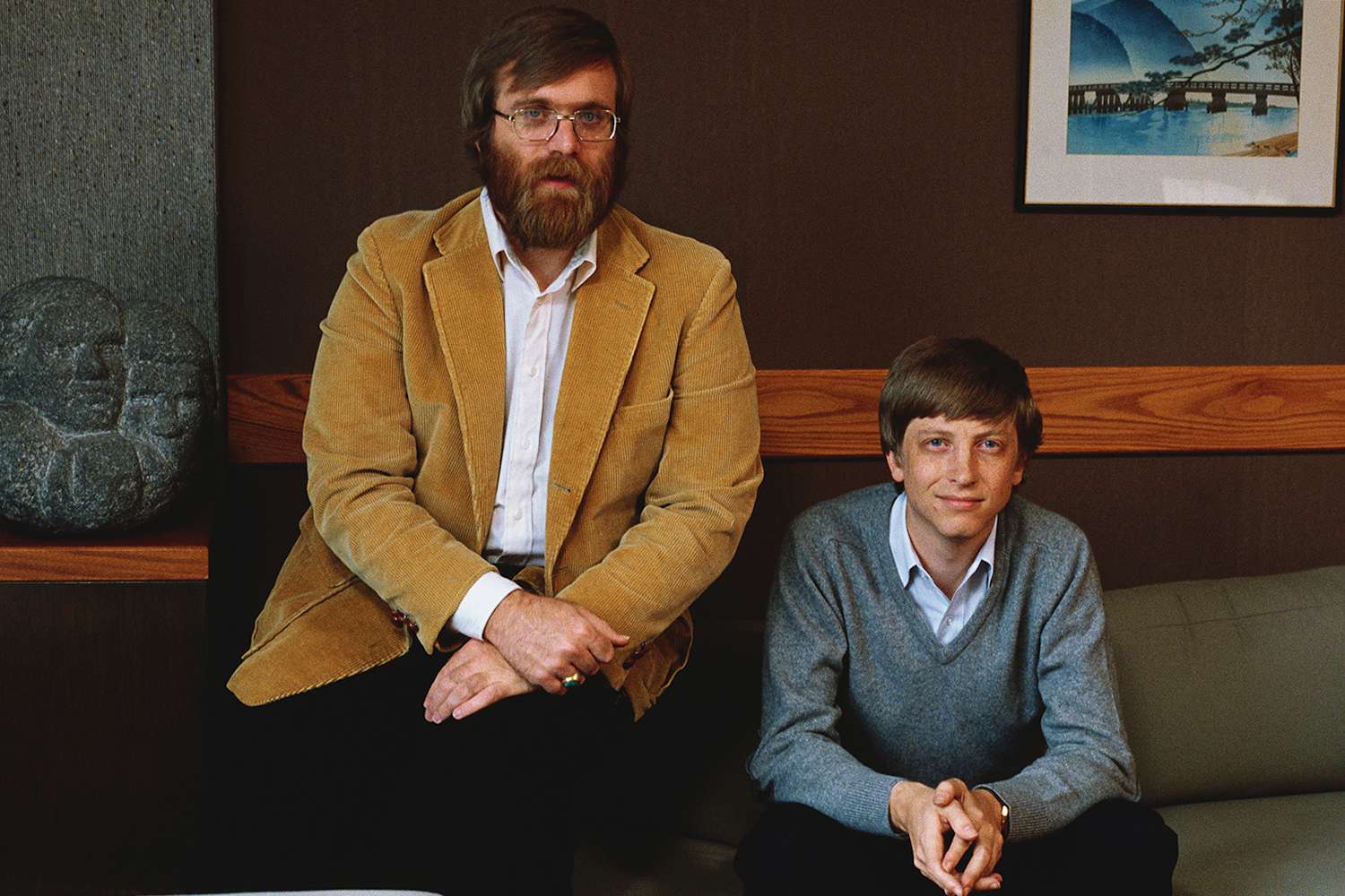 Microsoft Co-founders Bill Gates and Paul Allen pose for a portrait in 1984 in Seattle, Washington. 