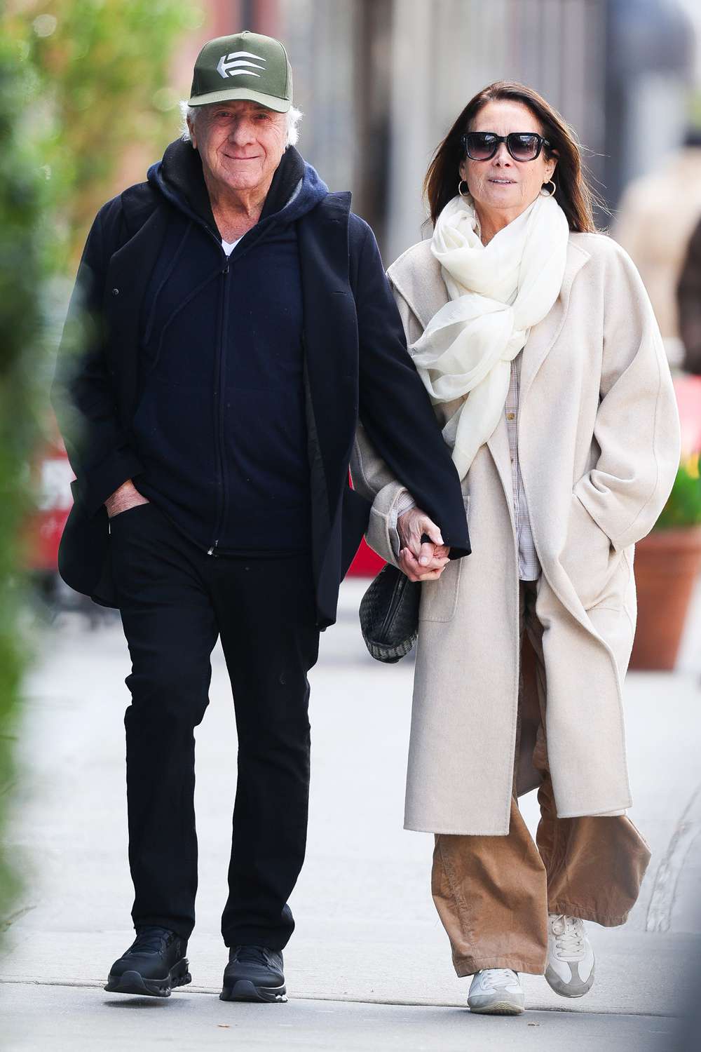Dustin Hoffman and wife Lisa Hoffman seen in NoHo on April 08, 2025 in New York City