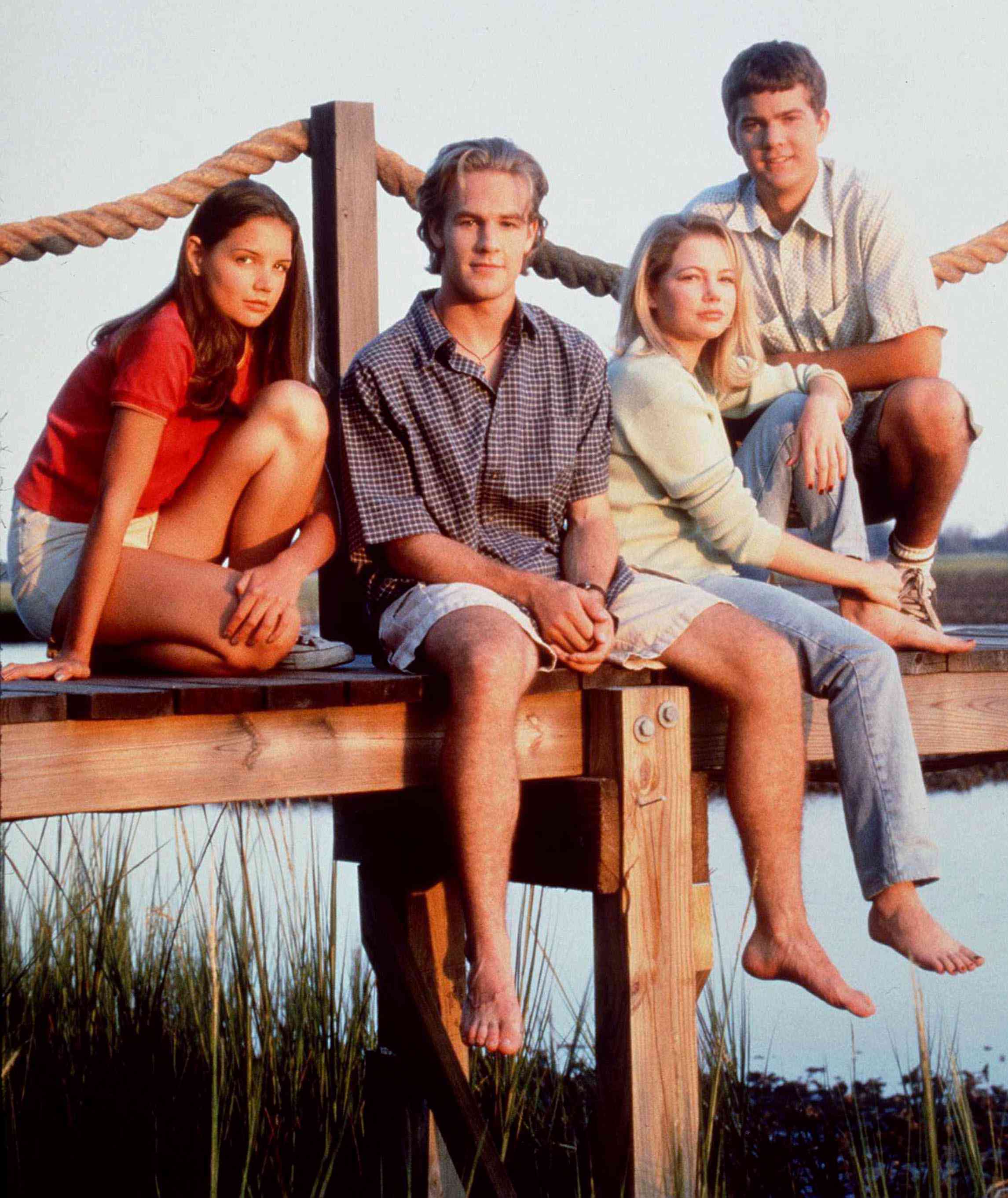 The cast of television's "Dawson's Creek" poses for a photo in 1997. From left to right are Katie Holmes, James Van Der Beek, Michelle Williams, and Joshua Jackson.