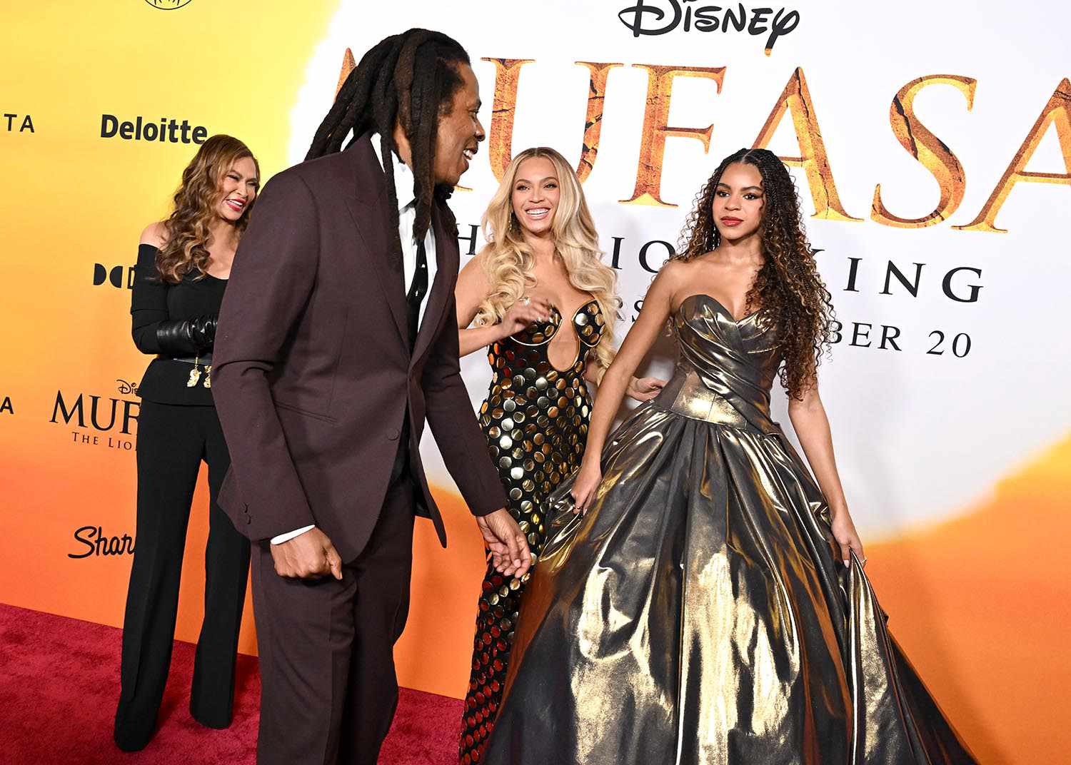 ina Knowles, Jay-Z, BeyoncÃ© and Blue Ivy Carter attend the Los Angeles Premiere of Disney's "Mufasa: The Lion King" at Dolby Theatre on December 09, 2024 in Hollywood, California.
