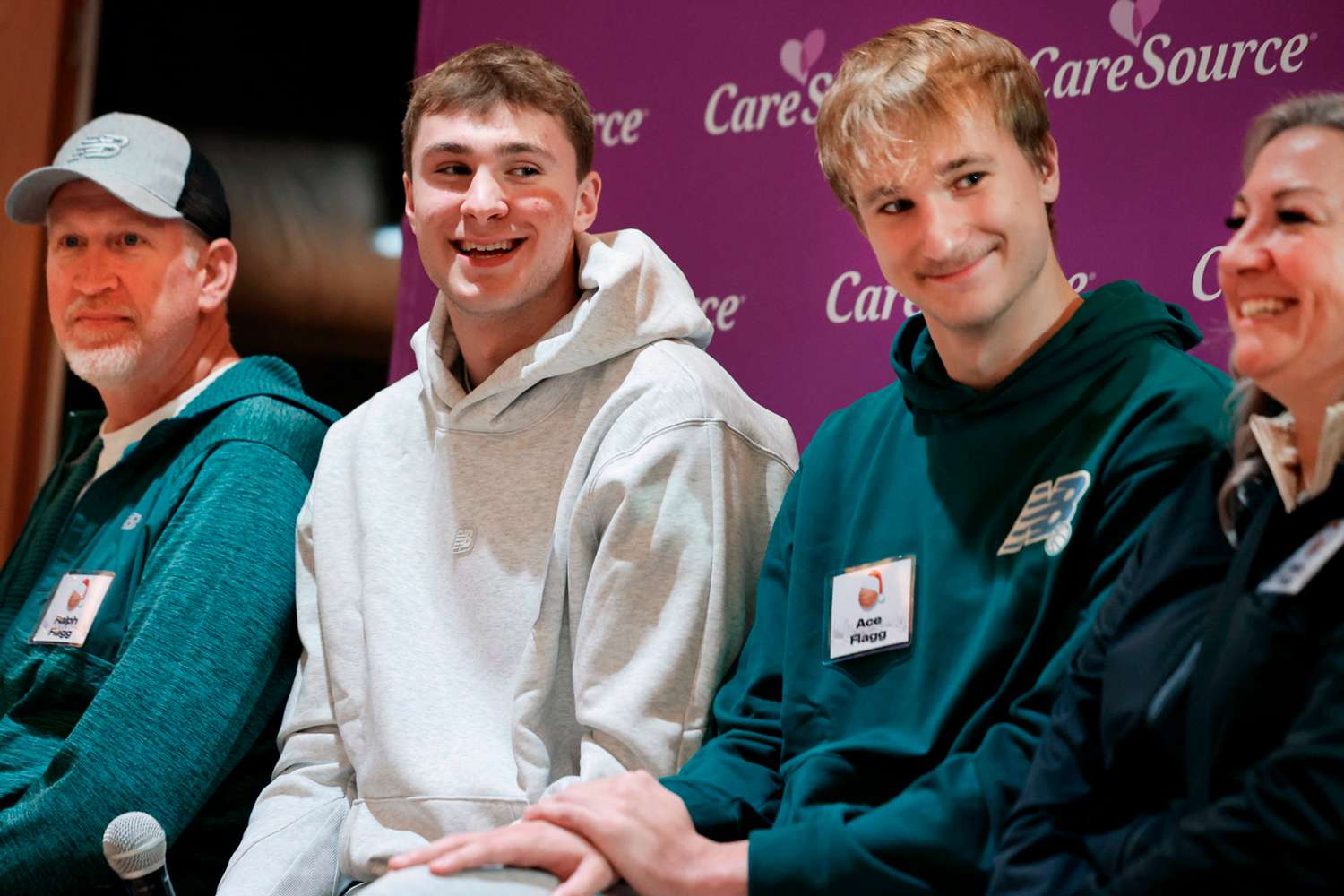 Cooper Flagg while answering questions with his dad Ralph, brother Ace and mom Kelly on December 12, 2024 in Durham, North Carolina.