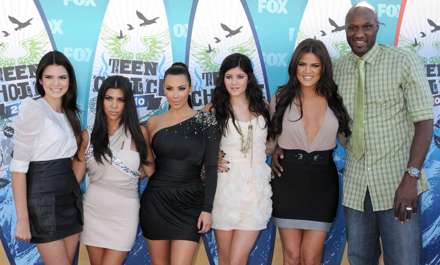 Kendall Jenner, Kourtney Kardashian, Kim Kardashian, Kylie Jenner, Khloe Kardashian and Lamar Odom attend Teen Choice 2010 held at the Gibson Amphitheatre on August 8, 2010 in Universal City, California