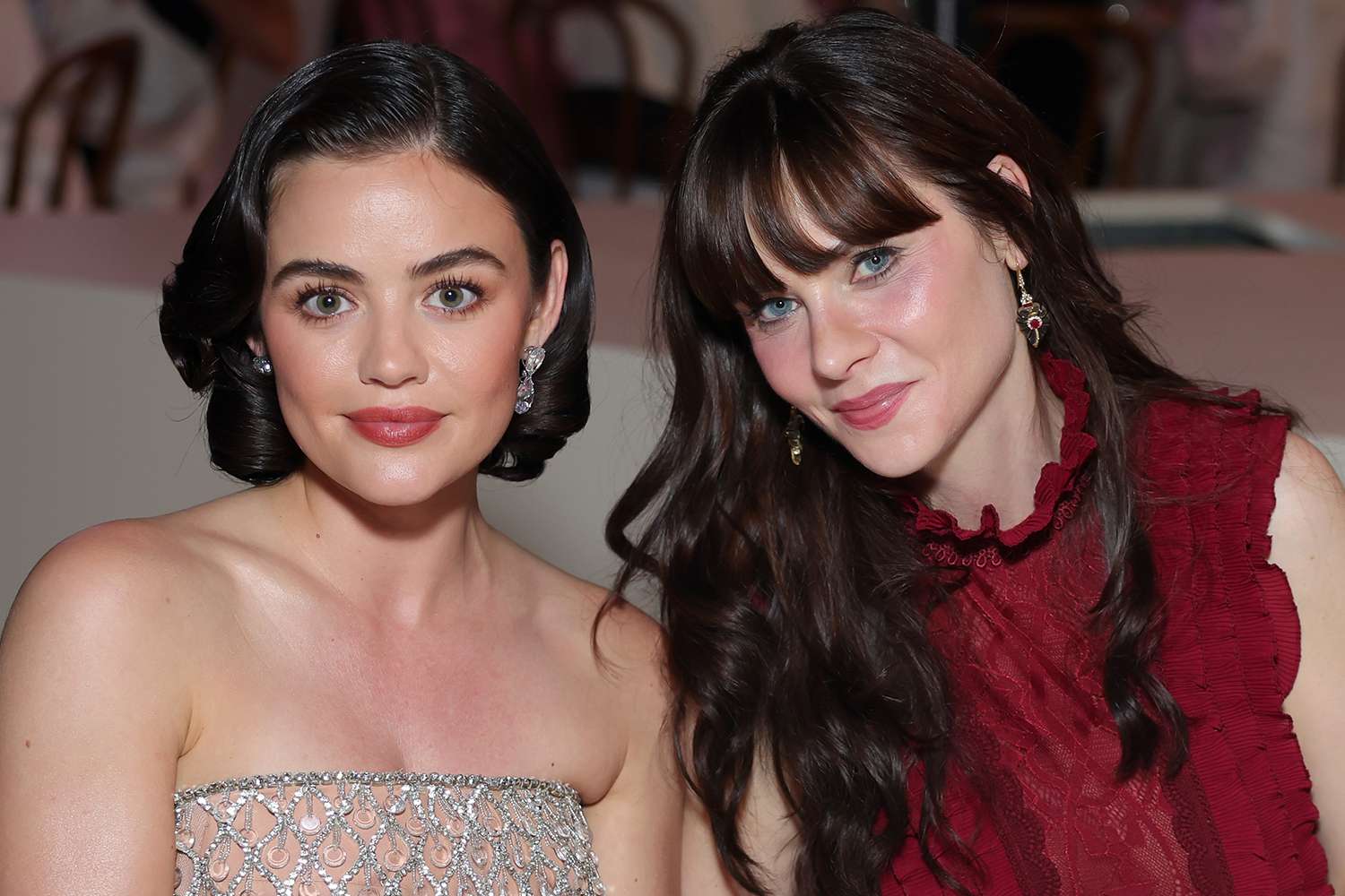Lucy Hale and Zooey Deschanel attend the Fashion Trust U.S. Awards