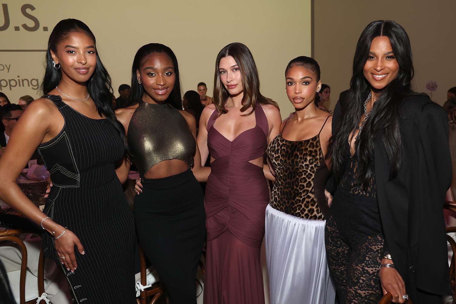 Natalia Diamante Bryant, Normani, Hailey Bieber, Lori Harvey and Ciara attend FIJI Water at The Fashion Trust U.S. Awards