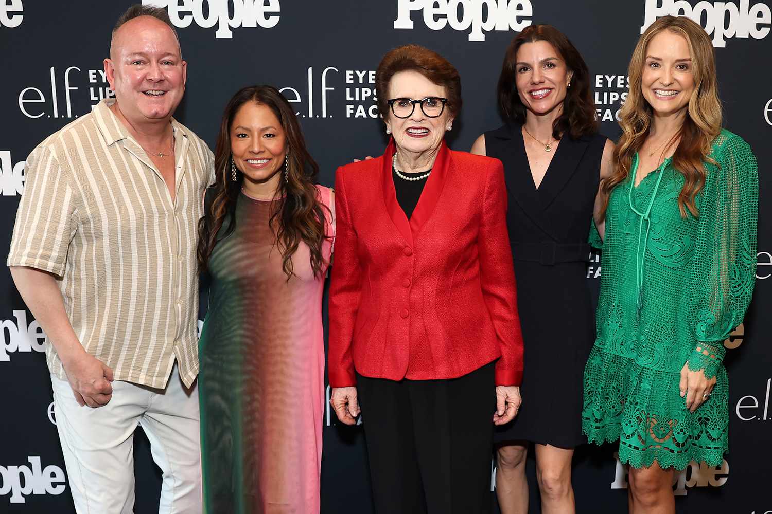 Patrick O'Keefe, Melissa Guy, Billie Jean King, Katherine Legge and Leah Wyar attend a celebration of tennis legend Billie Jean King's star on the Hollywood Walk of Fame