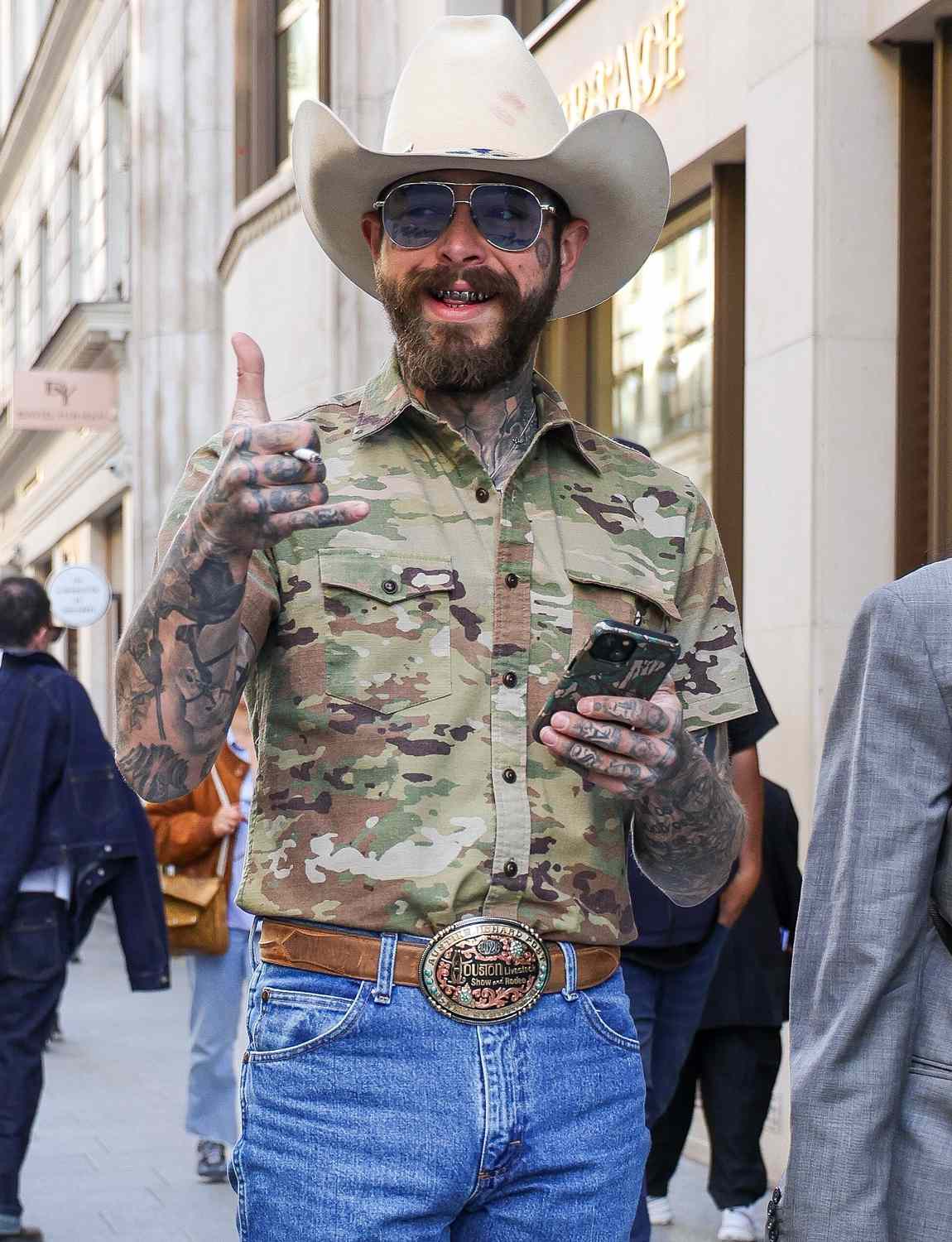 Post Malone was spotted strolling through Paris in style