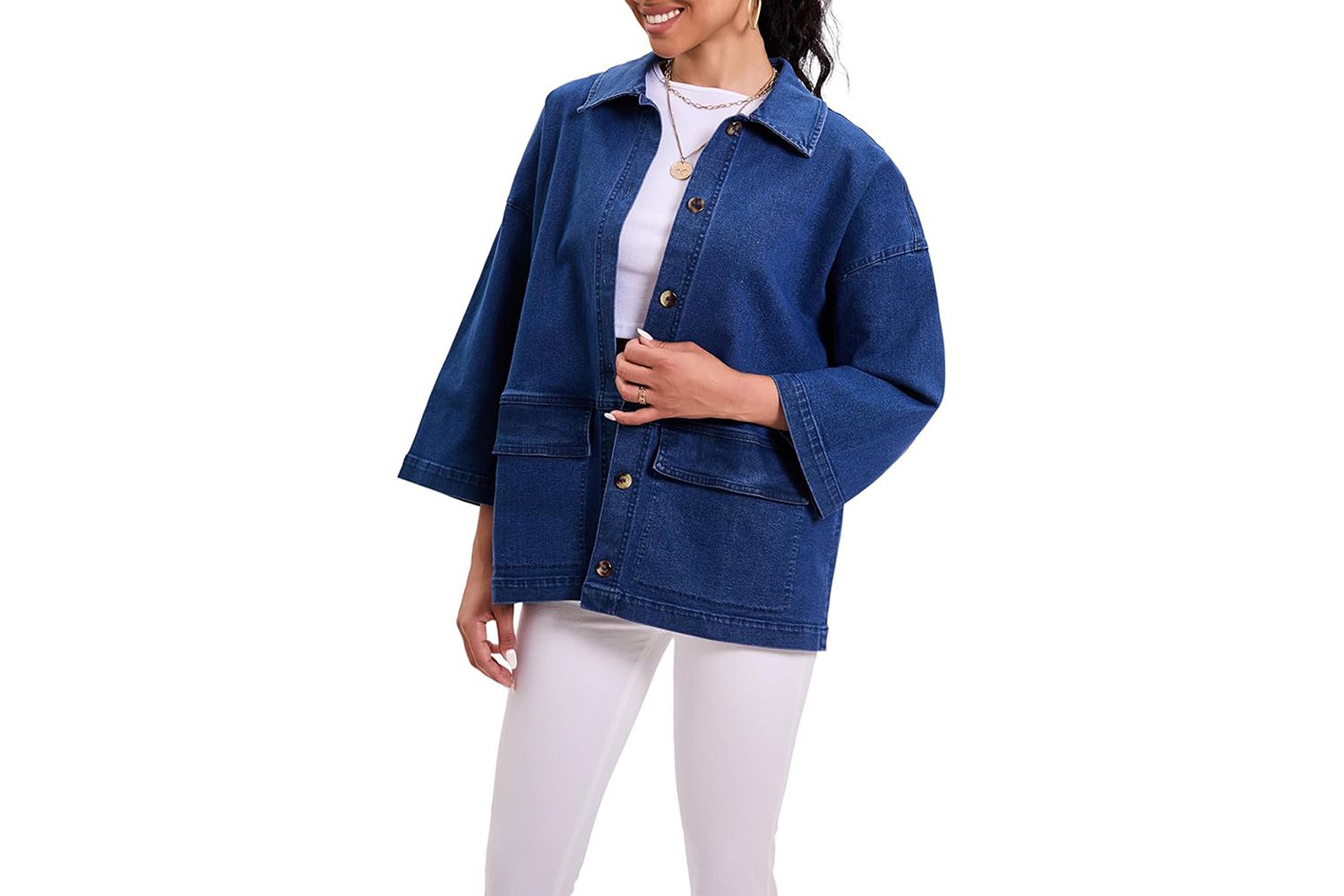 Zoholl’s Oversized Three-Quarter Kimono Sleeve Denim Outerwear